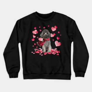 Silver Miniature Poodle Hearts Love Happy Valentine's Day Crewneck Sweatshirt